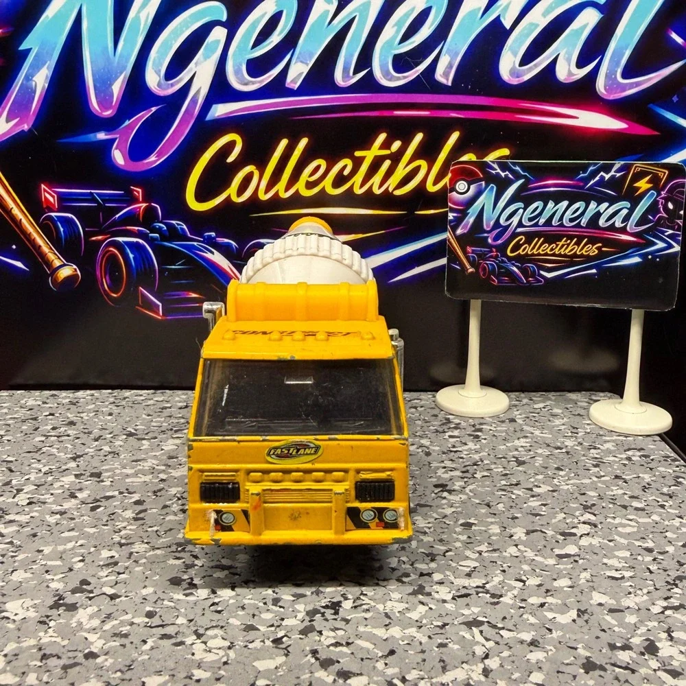 Vintage 1999 Road Champs Fast Lane Yellow Cement Mixer Construction Truck Toy